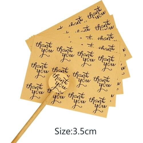 60pcs Thank You Kraft Paper Stickers Round Adhesive Labels Baking 3.5cm wedding decoration party decoration Stickers
