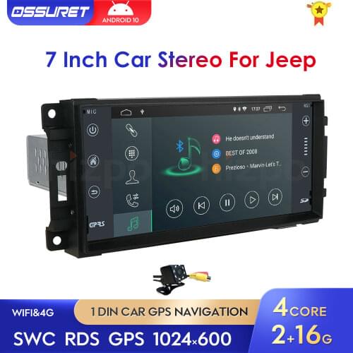 7''Touch Screen Indash Radio Car Stereo GPS Navi Player for Dodge Ram Challenger Jeep Wrangler JK Head Unit Single Din BT Hizpo