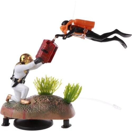 Aquarium Decor Ornament Tank Fish Treasure Diver Hunter Landscape Accessories