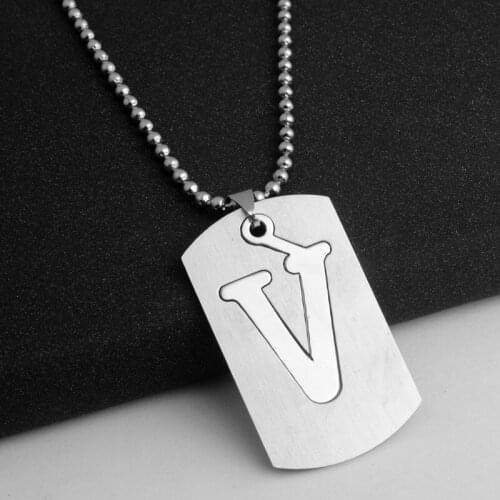 30pcs Family name gift Initial Letter V monogram alphabet Stainless steel alloy 26 English word sign pendant Necklace jewelry
