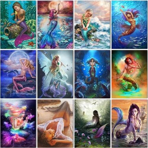 Diamond Mosaic Embroidery Mermaid 5D Diy Diamond Painting Full Round Drill Home Decoration Bedroom ValentineS Day Wall Art