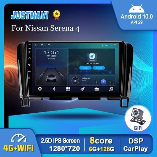 JUSTNAVI Car Radio For Nissan Serena 4 2010-2016 Carplay Android 10 GPS Audio Stereo GPS Navigation Multimedia Player BT No DVD