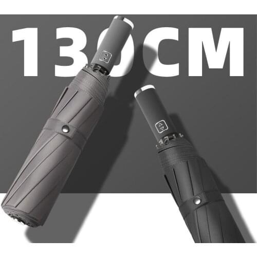 Large Size Foldable Strong Windproof Travel Umbrella Family 130cm 3 Fold Rain Storm Umbrella for Men