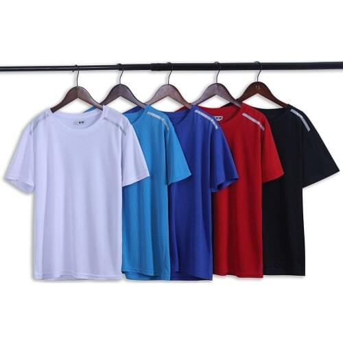 Quick Dry Gym T-Shirt Summer 100% Polyester Short Sleeve Solid Color Oversized Jerseys With Reflective Stripes Plus Custom Logos