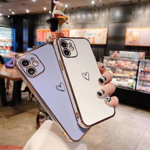 Electroplated Love Heart Camera Protection Phone Case For iPhone 12Pro 12 11 Pro Max XR XS Max X 7 8 Plus 11 Plating Bumper Case