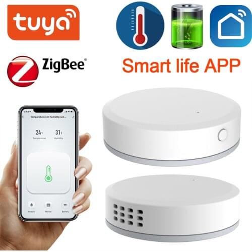 Tuya ZigBee Temperature Humidity SensorMini Built-in Battery Smart Life APP Smart Home Building Automation LCD Screen Display