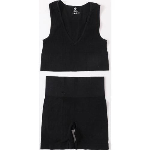 Women Bra And Panty Set Workout Shorts Hip Push Up Deep V Camis Tops Female Underwear Set Seamless Bra Crop Top Lingerie Suits