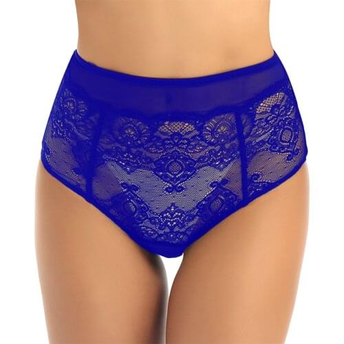 Womens Panties Sexy Sheer Lace Panties Lingerie High Waist Women Sexy See Through Transparent Bikini Briefs Underpants Underwear