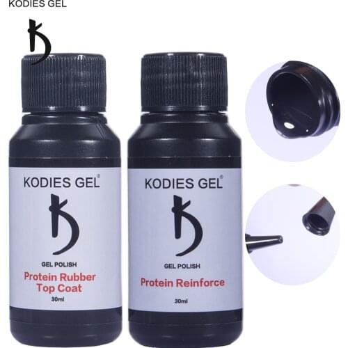 KODIES GEL 2 PCS/Set Nails Art UV Protein Rubber Base Coat Top Coat 2021 Thick Strong Reinforce Gel Semi Permanent Resin Supply