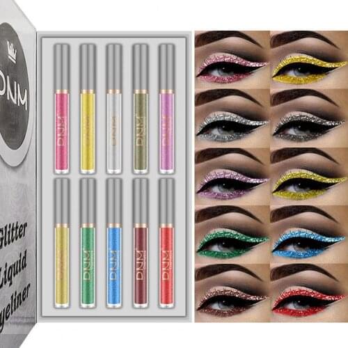Beauty Tool 10Pcs Harmless Colored Flash Eyeliners Colorful Glitter Eyeliners Waterproof for Wedding