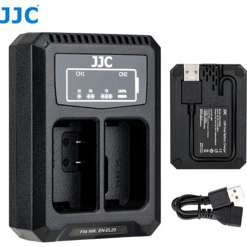 JJC USB Dual Battery Charger for Nikon Z50 Cameras fit with Nikon EN-EL25 Rechargeable Lithium-Ion Battery