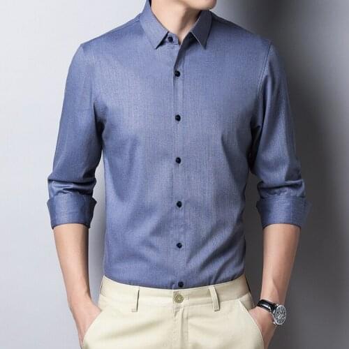 Oversize Classic Stylish Blue Work Shirts Mens White Korean Style Turn-down Collar Social Office Blouses Pink Shirts Large Size