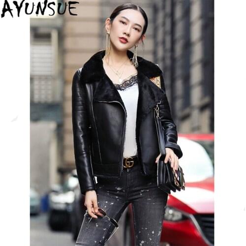 AYUNSUE Genuine Leather Jacket 2020 Winter Jacket Women Sheep Shearling Fur Coat Female 100% Sheepskin Coats Chaqueta Mujer MY