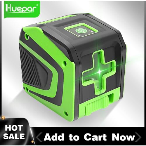 Huepar Green Beam Cross Line Laser Level with Rechargeable Li-ion Battery 2 Lines Self-leveling Laser Tools with Pulse Mode