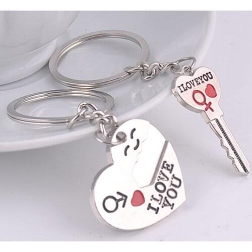 Love Heart Lock Key Chains Valentine Day Gift Rings Bag Jewelry Wedding Trinket Key Ring