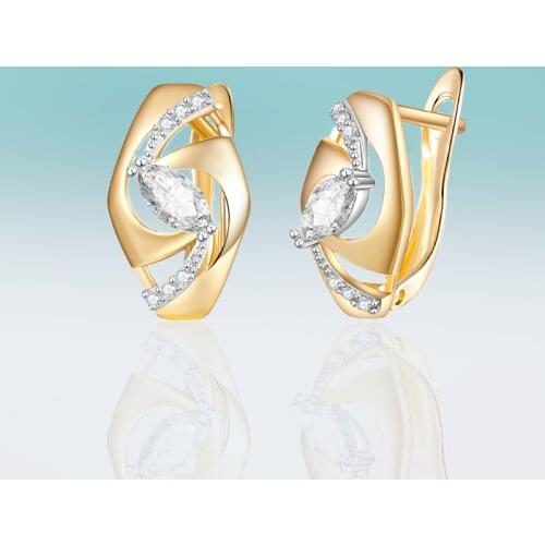 Trendy Gold Color Plated Hollow Earrings Micro Inlay Cubic Zirconia Stud Earrings for Women Jewelry Simple Gifts Brincos