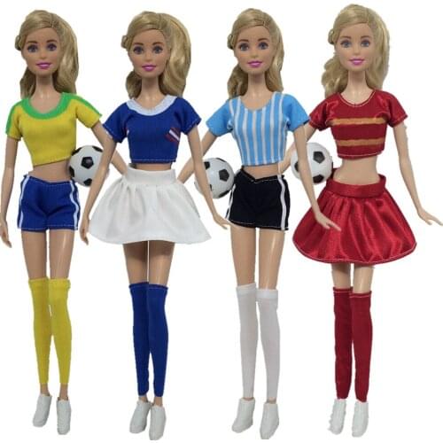 NK 2020 Handmade Doll Fashion Soccer Cup Female Football Player Clothes+Pants+Socks Accessory For Barbie Doll Hot Sale