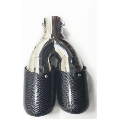 1 Piece Stainless Steel Muffler Tip Fit For All Cars Glossy Exhaust Pipe Length About 250mm IN 63 OUT 89MM Car Accessories