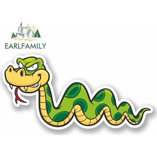 EARLFAMILY 13cm x 13cm Cartoon Angry Snake Funny Car Stickers Vinyl JDM Bumper Trunk Truck Graphics Anime Waterproof Decal