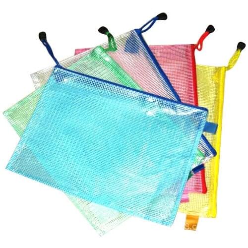 Office Supplies A4 Mesh Zipper File Bag Transparent Portable Document Bag 4 PCS/Lot PVC Paper Organizer Bags