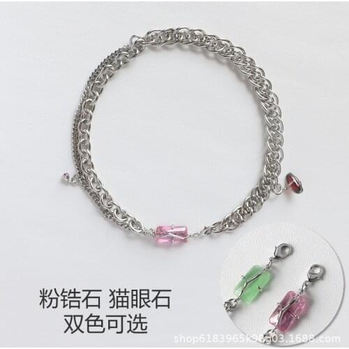 Ins wind peach pollen zircon opal necklace designer adjustable and changeable necklace