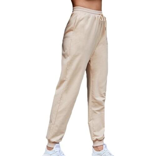 YSDNCHI Casual Pants Long Harem Trousers High Waist Streetwear Solid Elastic Womens Clothing Fitness Gym Sports