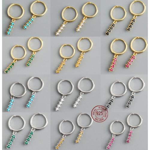 Real 925 Sterling Silver Drop Earring For Women Colorful Zircon Crystals Long Dangle Earrings Silver 925 Fine Jewelry 2021 Trend