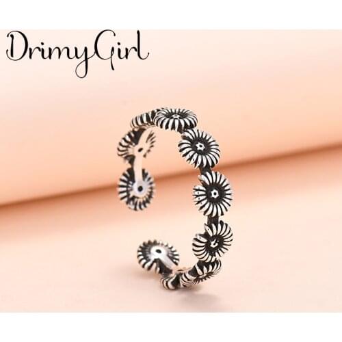 Luxury Brand Creative Boho Sunflower Rings For Women Adjustable Size Ring Fashion Charm Jewelry Wholesale