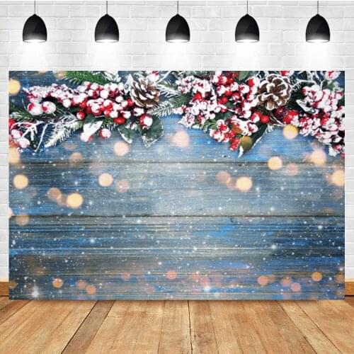 Laeacco Christmas Backdrop Wood Board Pine Branch Winter Snowflake Photography Background For Photo Studio Photophone