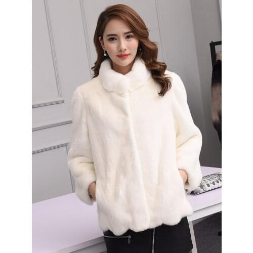 Twilight mink fur coat female Korean version was thin 2019 new white mink fur coat female winter MD7272