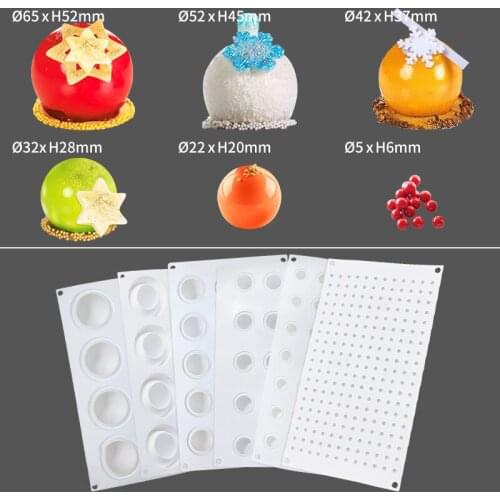 Silicone Round Ball Mousse Cake Mold 8/15/35 Holes Cake Mould 3D Cheese Dessert Bread Jelly Pudding Moulds Kitchen Baking Tools