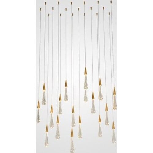 LED Water Drop pendant light minimalist Scandinavian loft Crystal & metal Hanging Lamp Nordic art and creative restaurant light