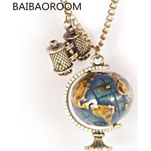10pcs vintage New Fashion Hot-Selling Globe Telescope Ball necklaces & pendants Women Sweater Chain Gifts girls 0135