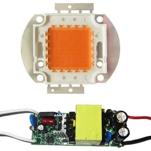 High Power 45mil 50W Full Spectrum 400nm~840nm SMD LED Bead Chip Light Lamp for Plant Grow +Non waterproof AC 85~265V LED Driver