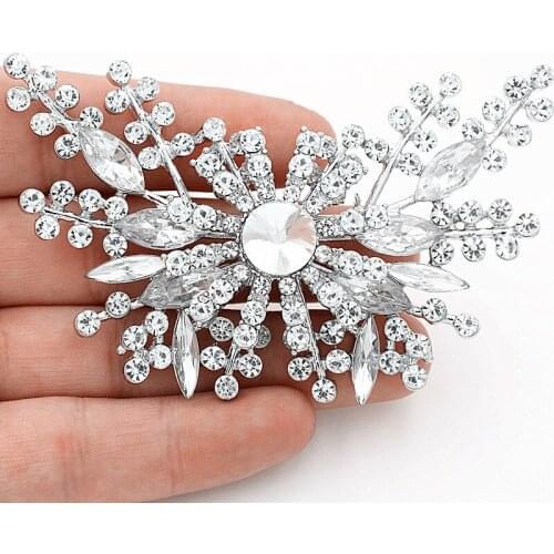 Amazing Austria Stone Crystals Big Butterfly Brooch Silver Color Elegant Women Brooch Pins For Wedding Exquisite Hijab Pin