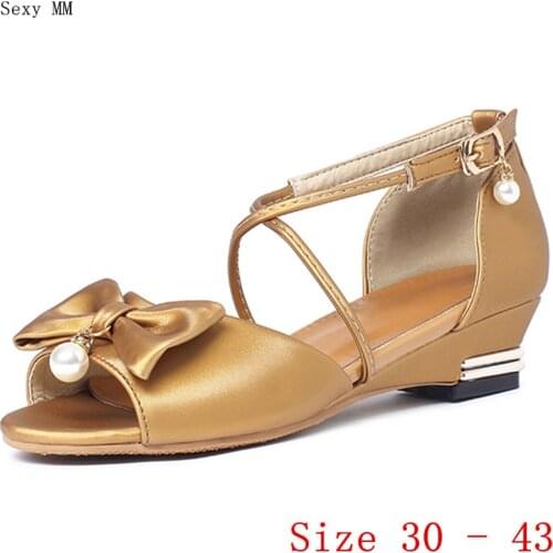 Women Low Heel Sandals Wedges Shoes Woman Low Heels Gladiator Sandals Pumps Small Plus Size 30 31 32 33 - 40 41 42 43