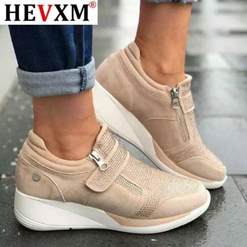 Wedges Shoes Woman Sneakers Zipper Platform Trainers Women Shoes Casual Lace-Up Tenis Feminino Zapatos De Mujer Womens Sneakers