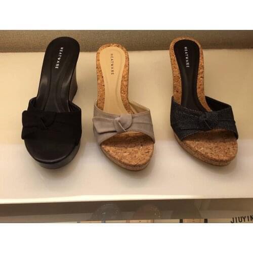 2019 Fashion Slippers Women Summer Shoes High Heel9.5cm Flock Platform Sandals Ladies Wedges Sandals Flip Flops Female Shoes