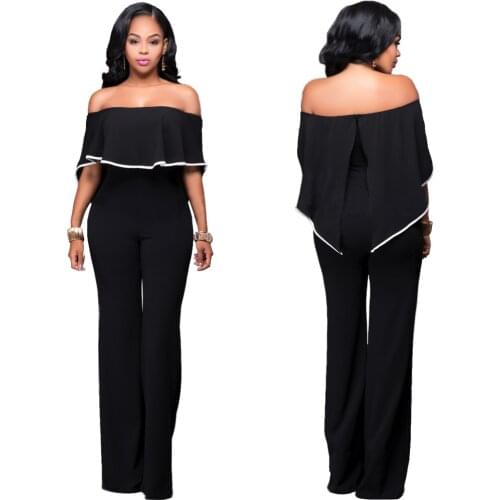 2019 Fashion Women Black tube cape Jumpsuit Solid color One-piece Clothing White Sexy Bodysuit