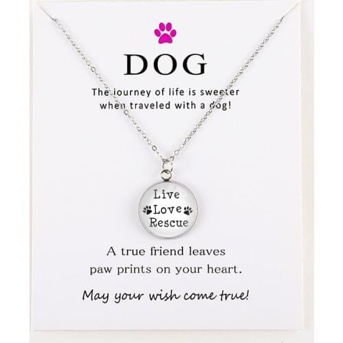 Live Love Rescue Dogs Chain Necklaces Cats Mom Paw Women Girl Unisex Jewelry Friendship Gift Wholesale Drop Shipping