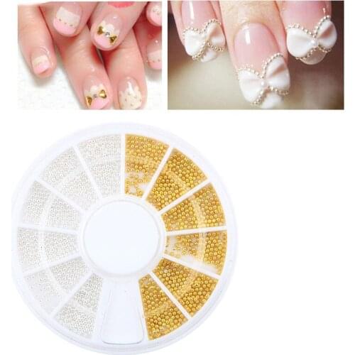 0.8mm~1.0mm Creative Nail Art Tiny Steel Caviar Beads Mix Size 3D Design Manicure Jewelry Rose Gold Silver DIY Decoration Wheel