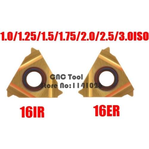 10PCS 16ER 16IR 16 ER IR 1.0/1.25/1.5/1.75/2.0/2.5/3.0 ISO,Indexable Tungsten Carbide Threading Lathe Inserts internal Metric