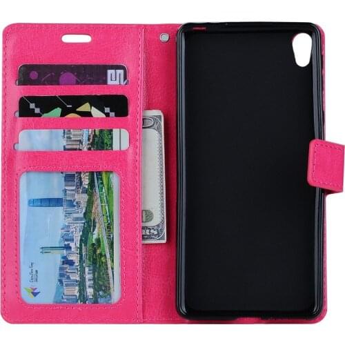 10pcs/lot free shipping Soft TPU + PU Leather Crazy Horse Wallet Leather with Photo frame Case For Sony xperia C6 E5 M5