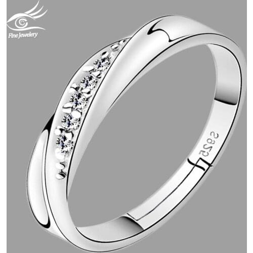 100% 925 Sterling Silver New Fashion Star Shiny Zircon Adjustable Size Finger Rings For Women Jewelry Wholesale Wedding Gift