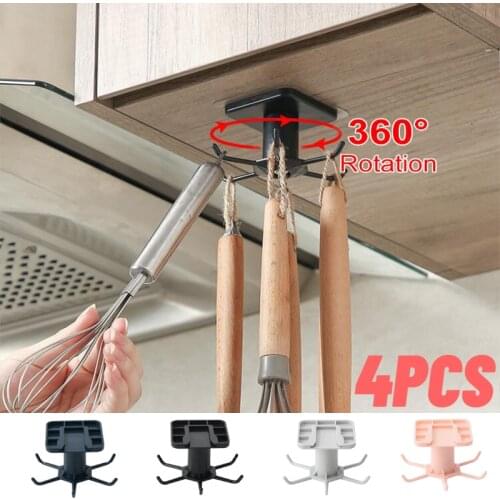 4PCS NEW Rotatable kitchen Storage Rack Cabinet Organizer Hook Up kitchen organizer and storage container For Kitchen