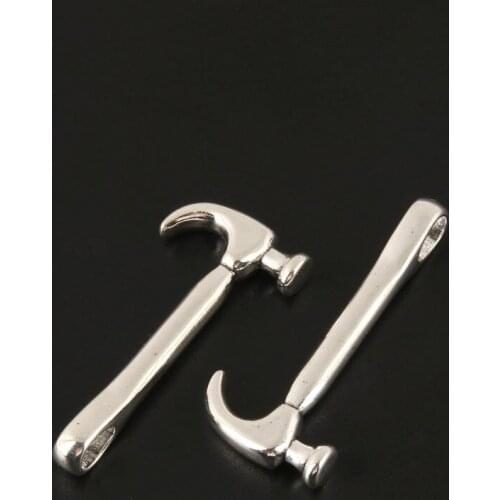 5pcs Charms 3D Hammer Tool Silver Color Pendant For Metal DIY Handmade Jewelry Findings Accessorie