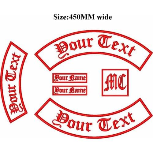 Personalized embroidery Old London Font Name Patch 6 pieces one set biker patches for jacket clothing with sew/iron on backing