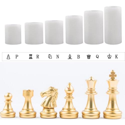 6x 3D Silicone Resin Mold, Chess Pieces Casting Moulds, Clear Epoxy Resin Crafting Mold for DIY Home Decoration Checker Moulds
