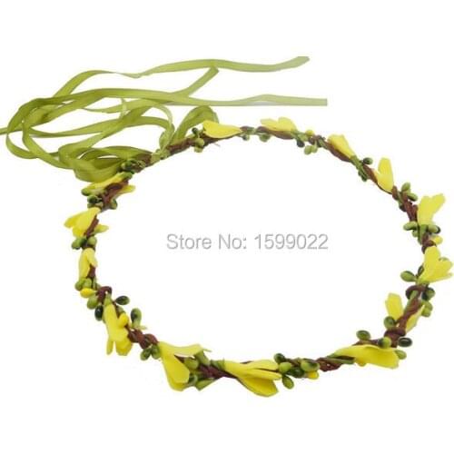 Boho Foam Flower Hair Band Yellow Wedding Hair Decoration Accessories Bridal Floral Diy Pip Berry Head Garland Simple Headdress