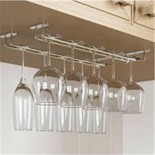 Stemware Wine Rack Holder Under Cabinet Shelf Wine Glass Hanger Storage Hanging Rail For Bar Or Kitchen Accessories Decoration